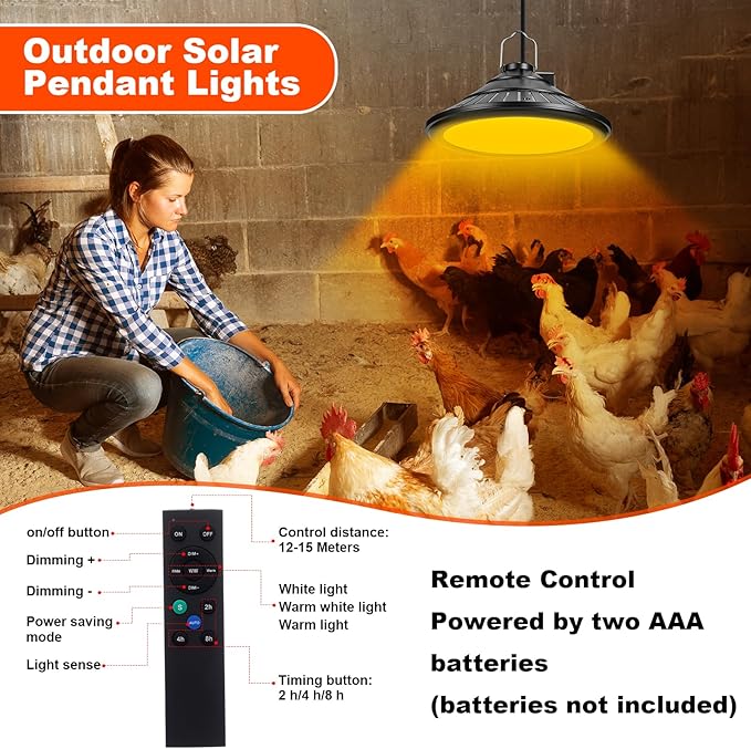 Solar Chicken Coop Light with Timer, 2 Pcs Adjustable Heavy Chicken Poop Scooper and 11 Tooth Coop Rake Set, 10 Pcs 11.8 x 11.8 Inch Natural Laying Hen Nesting Pads for Most Nesting Boxes