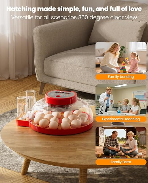 18-24 Incubators for Hatching Eggs with Automatic Egg Turning and Humidity Control Automatic Water Refill,Egg Candler Nature Right 360 Incubator Duck Quail Chick Turkey Hatching Incubator