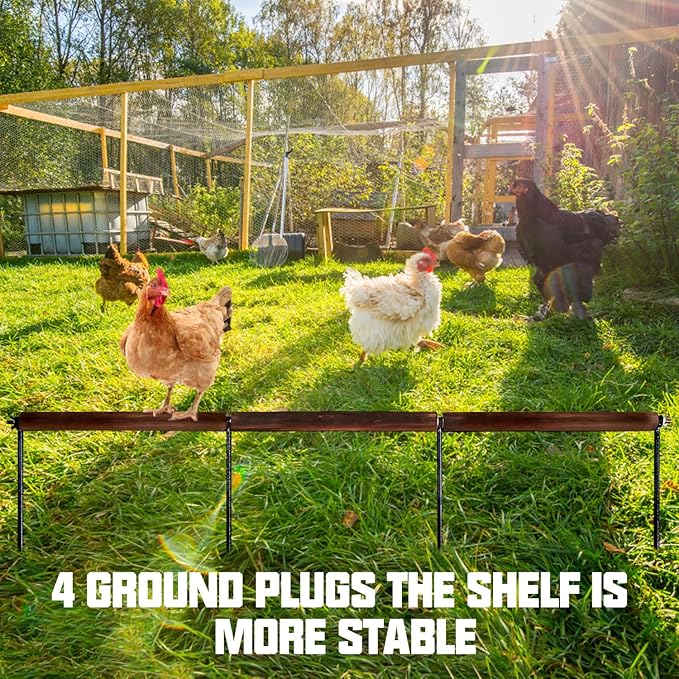 Chicken Toys,Extra Long Chicken Perch Toys,Woodern Chickens Roosts and Perches Stand Training Perch for Poultry Rooster Chicks Large Bird Chicks Parrot, 44.88” Long (Antique Color)