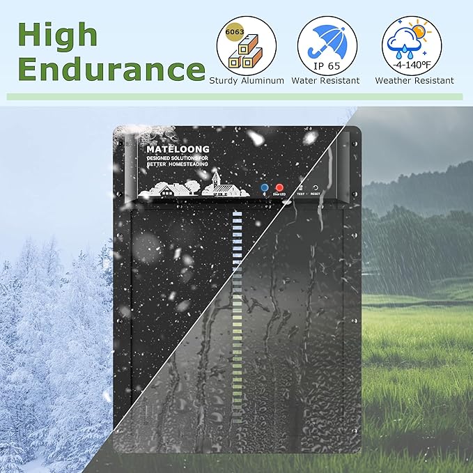 Smart Chicken Coop Door with Programmable App Timer, Solar Powered/Battery Backup, Motion-Activated Anti-Pinch System, Heavy-Duty Waterproof Aluminum Door for Hens & Ducks - MATELOONG