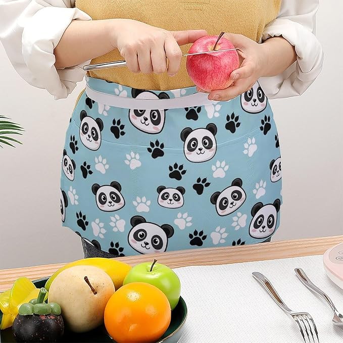 Server Waist Aprons Waitress Unisex Chef Works Half Apron with 3 Pockets