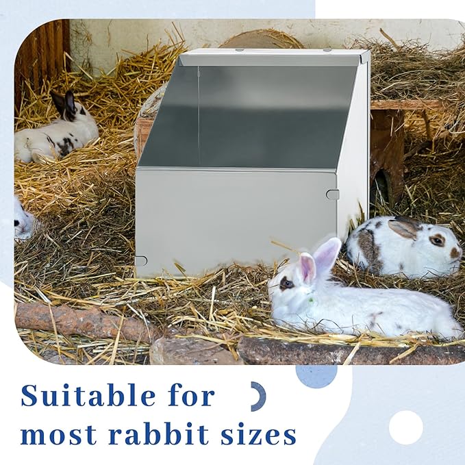 Maxcheck 1 Pcs Galvanized Metal Rabbit Nesting Box Bunny Small Animal Nest with Removable Acrylic Floor Durable Easy to Clean for Indoor Outdoor Use Rabbit Supplies (18.5 * 10.6 * 10 Inch)
