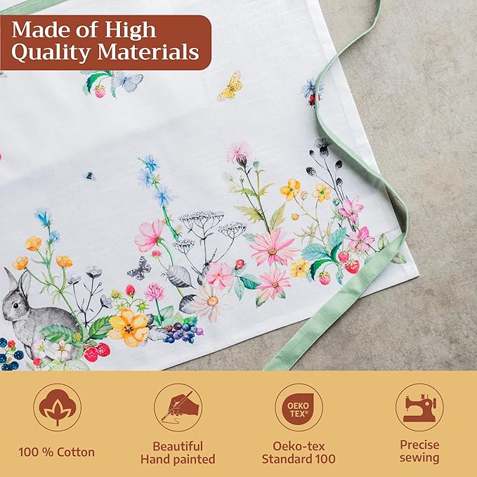 Maison d' Hermine 100% Cotton Apron for women with Pocket Kitchen Chef Apron for Men Cooking Easter Decorations