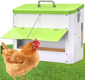 25lb Automatic Chicken Feeders Metal Poultry Feeders Wall Mount No Waste, with Secure Locking Lid, No Assembly Required, Lid Hanging Chicken Feeder Trough for Quail Chickens Ducks Feeder