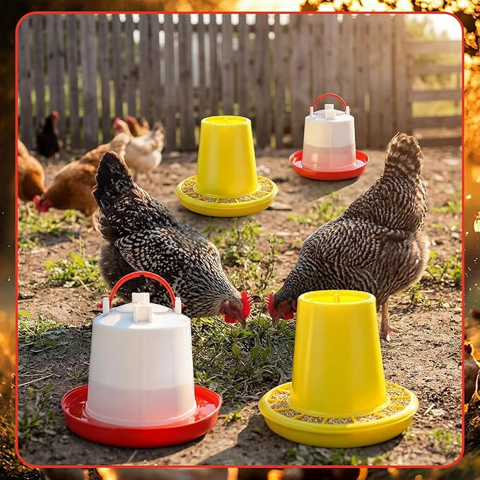 Pickmesh 4 pcs Chick Feeder and Waterer Set 1.5kg Feeder and 0.4 Gal Waterer for Chicks Ducks and Quail, Brooder Starter Kit and Chicken Coop Accessories