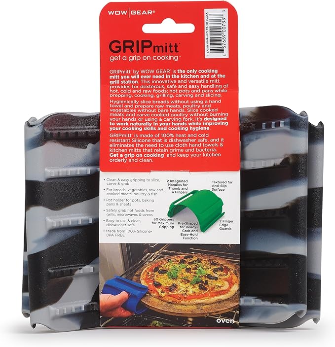Silicone BBQ & Kitchen Mitt - 2pk Set (CAMO Black, Small/Medium)