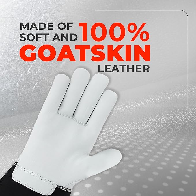 Daniel Smart Men & Women Goatskin Working Glove Lightweight Leather Safety Gloves for construction, gardening outdoor Work