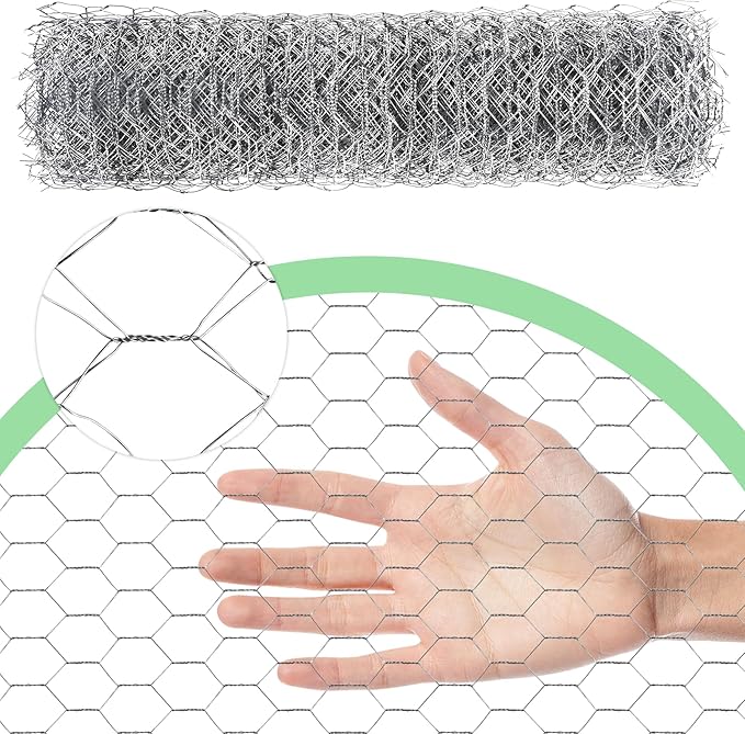 Chicken Wire 15.7 in x 237 in Poultry Wire Netting Hexagonal Galvanized Mesh Garden Fence Barrier for Pet Rabbit Chicken Fencing