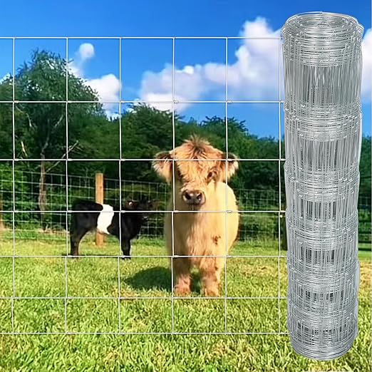 Farm Fence, 3ft X 164ft Wire Fence, Goat Cattle Deer Livestock Fence, Galvanized Woven Hog Wire Fencing,Fencing for Yard and Animals Protection