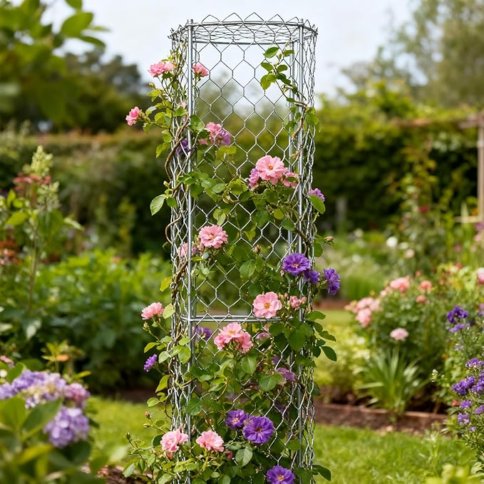 Wire Mesh Roll for Poultry Cages 36IN x50FT- Heavy Duty Fencing Net for Farm Garden Animal Plant Protection, Chicken Wire Fence, Easy to Install Fencing for Rabbits, Birds, Vegetables (Hexagon)