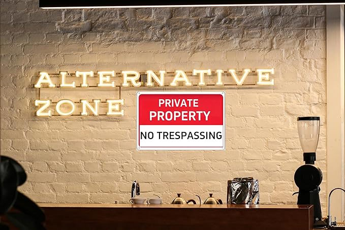 Private Property No Trespassing Sign – Rust-Free Aluminum Sign, Reflective, Waterproof, and Weather-Resistant Design, Suitable for Home, Garden, Yard, Residential, Business, Farm, and Public Areas – 8x12 Inches