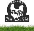 Personalized Chicken Coop Signs, Outdoor Chicken Coop Decor, Vintage Hen House Wall Decor, Custom Fluffy Butt Hut Sign for Farm Yard Garden Home, Gifts for Chicken Lovers Color03