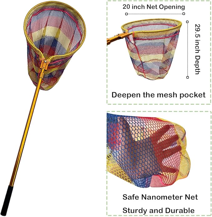 Animal Catch Pole Control Tool,Multi-Functional Catcher Net for Dog,Cat,Rabbit,Chicken,Duck,Goose,Fish,Bird,Raccoon and Others Poultry(67~98" Telescoping Handle with 20" Net Opening)