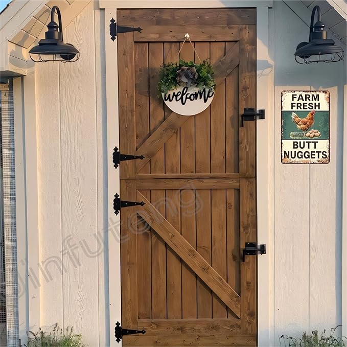 Funny Chicken Coop Sign Farm Fresh Butt Nuggets Tin Sign Vintage Metal Sign for Farm Yard Wall Decor Tin Sign 8x12 Inch