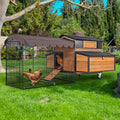 GUTINNEEN Mobile Chicken Coop with All-Around Metal Frame, 76.7" Large Chicken Coops with Super Large Wheels, Outdoor Poultry Cage Hen House with Metal Run for 6-8 Chickens