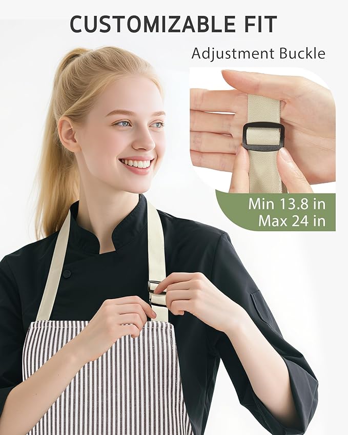 Syntus Adjustable Bib Apron with 2 Pockets Cooking Kitchen Aprons for Women Men Chef
