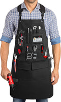 NoCry Woodworking Apron for Men — Reinforced Pockets with Metal Rivets, Magnetic Holder & Leather Tool Loops — Shop Aprons for Men with Cross-Back Straps, Non-Slip Shoulder Pads & Quick-Release Buckle