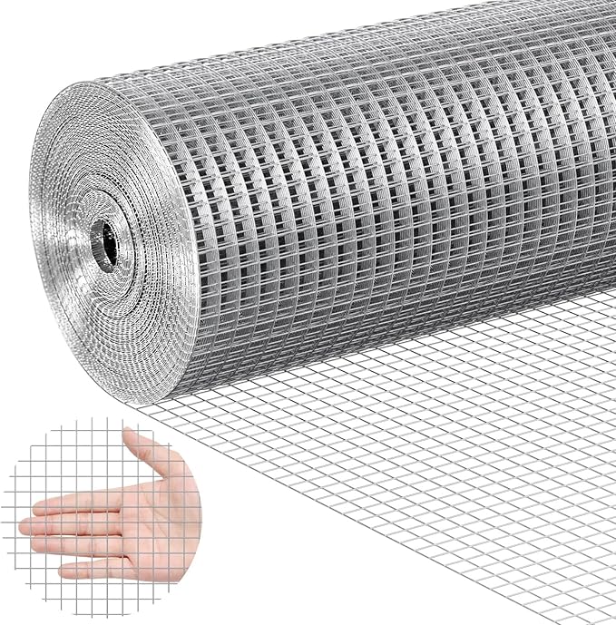 VEVOR Hardware Cloth, 1/2 inch 48in x 50 ft 19 Gauge, Hot Dipped Galvanized Wire Mesh Roll, Chicken Wire Fencing, Wire Mesh for Rabbit Cages, Garden, Small Rodents
