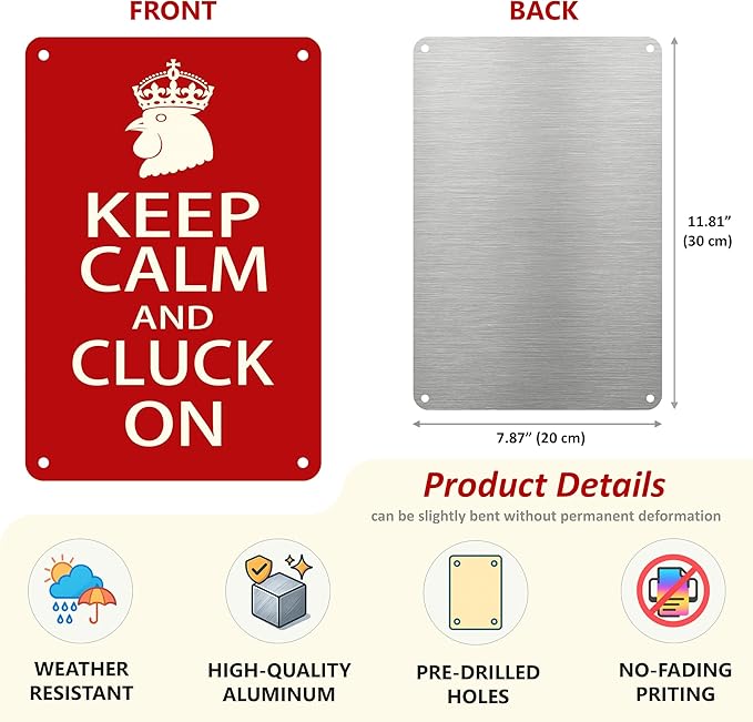8x12 Inch Aluminum Chicken Coop Signs - Funny Outdoor Chicken Signs for Coop, Chicken Coop Accessories Farmhouse Kitchen Decor, Vintage Wall Decor, Funny Gifts for Chicken Owners, Home & Kitchen Decor Accessories