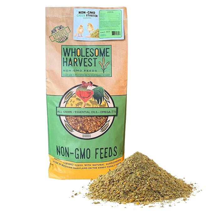 Chick Starter Feed - Non-GMO Chick Food Starter with Omega 3 and Natural, Herbal Ingredients - Chicken Feed for Growing Healthy Chicks with High-Protein 22% and Probiotics - 40 Lb