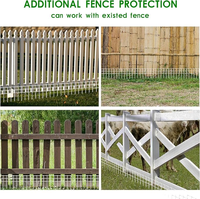 24x15-inch No Dig Animal Barrier Fence, 20 Pack White Dig Protective Fence with 2 inch Spike spacing, Dog/Rabbit/Groundhog Underground Defence, for Outdoor Garden Patio