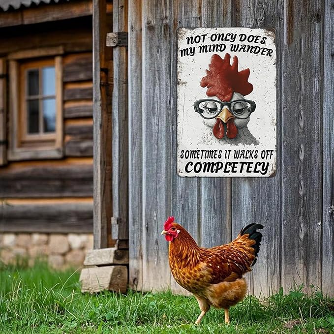 Funny Chicken Signs Not Only Does My Mind Wander Aluminium Sign Metal Chicken Signs Decor Home Ktichen Farm Are Wall 12x16 Inch Vintage Chicken Signs For Coop Metal Tin Signs Poster