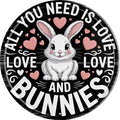 AWISZZZ Love Bunnies Metal Sign 8x8in Round Cute Plaque for Nursery Wall Decor Children's Room Gift