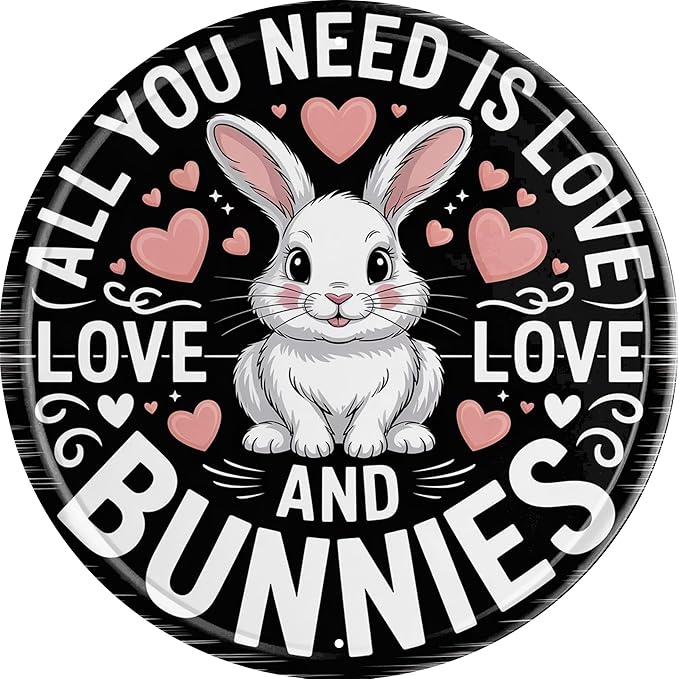 AWISZZZ Love Bunnies Metal Sign 8x8in Round Cute Plaque for Nursery Wall Decor Children's Room Gift