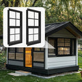 2 Pack Shed Windows 12" x 18" Flush Mount Window with Tempered Glass and Fiberglass Screen for Chicken Coop Sheds Barns Playhouse -Black
