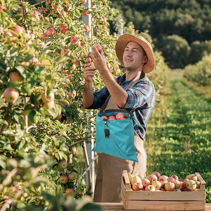 Large Fruit Picking Bag, Waterproof 600D Oxford Cloth Fruit Storage Harvest with Quick Discharge Bottom, Heavy Duty Garden Apron Pouch for Outdoor Orchard, Farm, Garden, Vegetable, Fruits