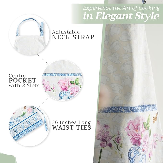 Maison d' Hermine 100% Cotton Apron for women with Pocket Kitchen Chef Apron for Men Cooking Easter Decorations