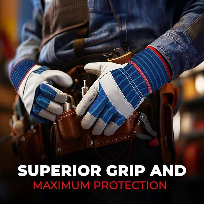 Daniel Smart Men & Women Goatskin Working Glove Lightweight Leather Safety Gloves for construction, gardening outdoor Work