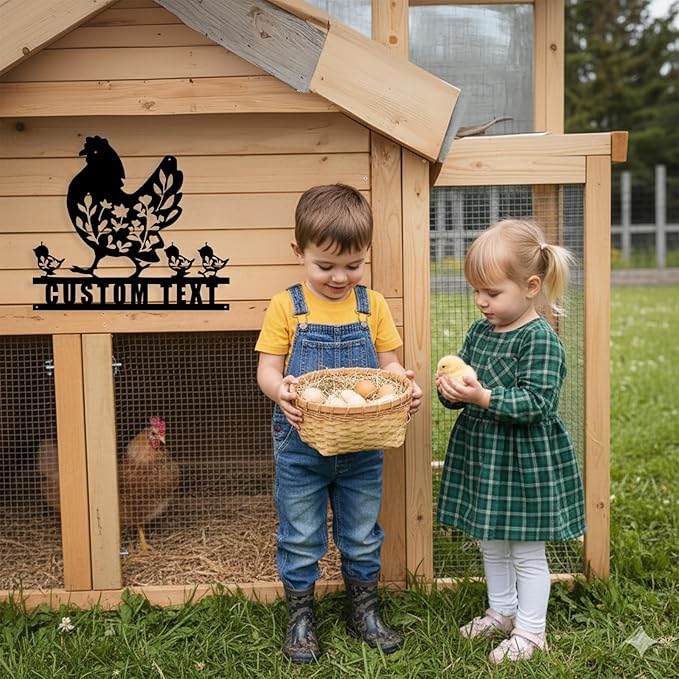 Custom Chicken Coop Metal Sign, Personalized Chicken Coop Sign for Outside, Custom Metal Hen House Farm Signs, Chickens Hen House Farmhouse Wall Art Decor