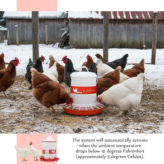 Remerry 2 Pcs 31.4 Inch Thermostatic Bucket Belt Chicken Water Heater for Winter Strap Heated with 6 ft Power Cord for 2-5 Gal Buckets Self Regulating Poultry Water Heater Band for Prevent Freezing
