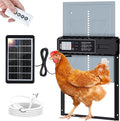 Automatic Chicken Coop Door Solar Powered with Timer & Light Sensor, LCD Display, Remote Control, 4 Modes Aluminum Alloy Auto Chicken Coop Door Solar, Anti-Pinch & Weather Proof