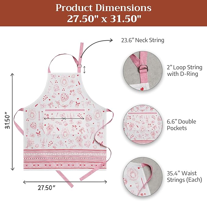 Maison d' Hermine 100% Cotton Apron for women with Pocket Kitchen Chef Apron for Men Cooking Easter Decorations