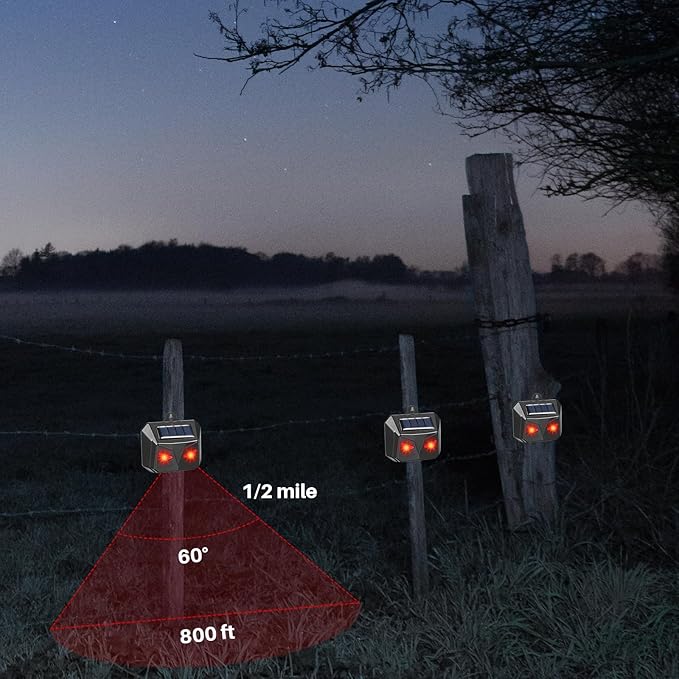 4 Pack Solar Nocturnal Animal Repeller with Predator Eyes - Waterproof Outdoor Predator Deterrent Lights for Coyotes, Deer, Foxes, Raccoons & Skunks Repellent for Chicken Coops & Yard Protection