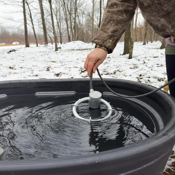 Farm Innovators Bucket De-Icer for up to 5 Gallon Bucket - 250W Water Deicer- Ice Chaser Cast Aluminum Design for Plastic or Metal Water Container