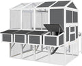 Chicken Coop with Chicken Run, Chicken Coops for 10 Chickens Outdoor with Nesting Boxes, Wooden Walk-in Chicken House with Pull Out Trays, Garden Backyard Cage