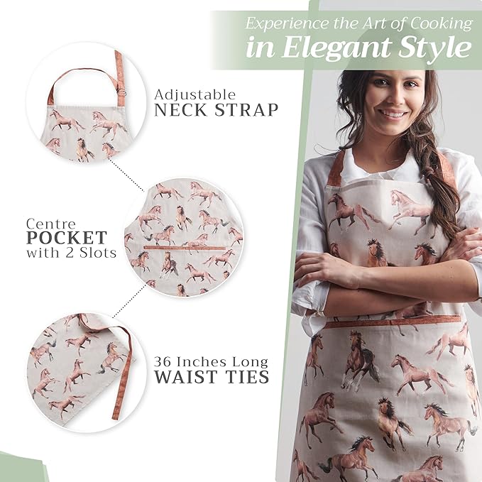 Maison d' Hermine 100% Cotton Apron for women with Pocket Kitchen Chef Apron for Men Cooking Easter Decorations