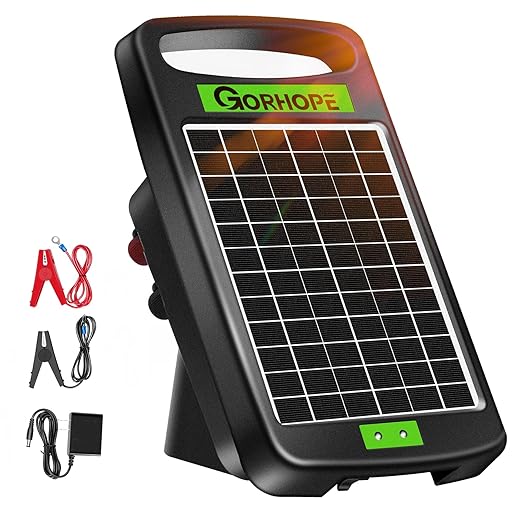 20 Miles Solar Electric Fence Charger,Output 0.32J Electric Fenc e Charger,24-Hour Uninterrupted Protection Solar Fence Chargers, Solars Fence Energizerr That can Work for 14 Days Without Sunlight