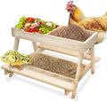 Double Chicken Picnic Table Large Capacity Handmade Wooden Chicken Feeder, Mesh Bottom for Easy Cleanup, Suitable for Chickens, Ducks