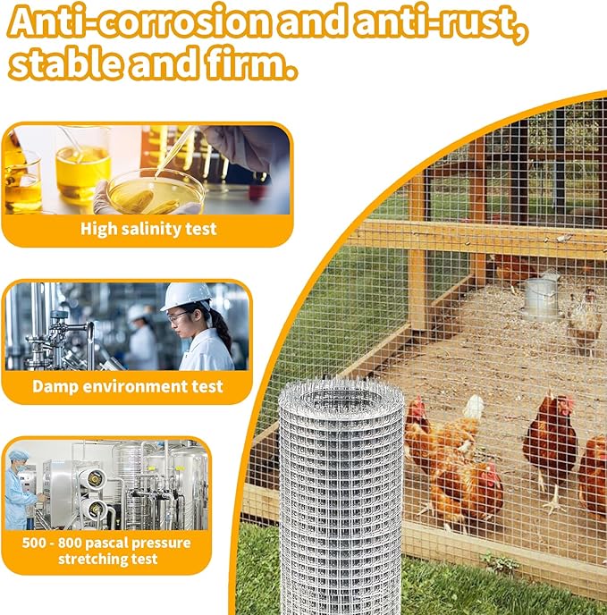 Hardware Cloth 1/4 inch 4 in x 20 ft Chicken Wire Fencing 23 Gauge Galvanized Wire Mesh Roll for Chicken Fences Bird Wire Rabbit Wire Poultry Netting Cage Screen mesh Gutter Guard