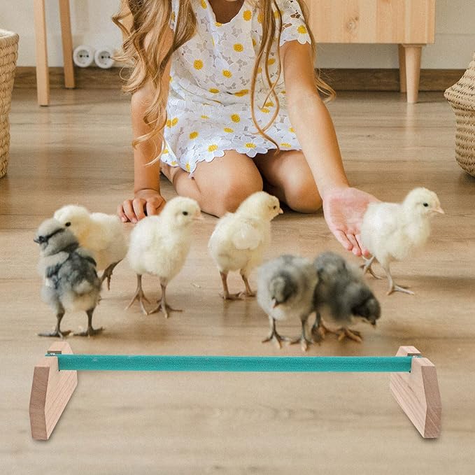 POPETPOP Wooden Chick Perch Stand for Chickens and Birds Natural Wood Roosting Bar for Secure Ground Perching Safe and Sturdy Breeds for and Pets