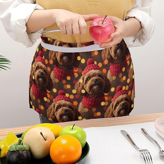 Server Apron with 3 Pockets Waist Waiter Waitress Half Apron Short Aprons