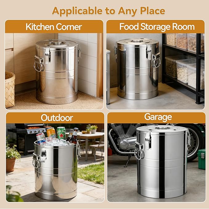 Newget 40 Lbs Stainless Steel Dog Food Storage Container, Large Airtight Pet Food Storage Bin with Lid to Keep Fresh, Metal Container with Scoop for Dog, Cat, Bird Seed, Rice, Grain & Kitchen Pantry