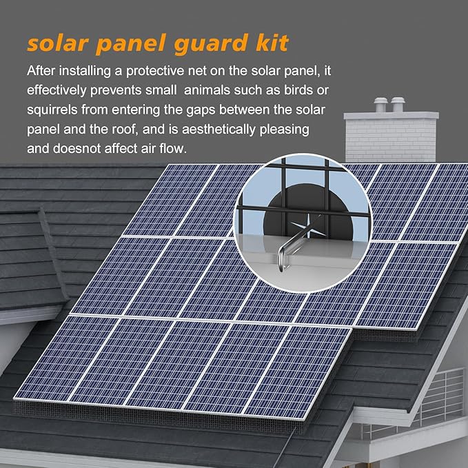 Solar Panel Bird Proof Cover Black Heavy-Duty PVC 1/2 inch 6in * 50FT Bird Proof Rolling net kit Solar Panel Animal Protection Device, can Prevent Pigeons and Birds from Entering The Room