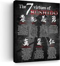 Japanese Samurai Wall Art 7 Virtues of Bushido Pictures Wall Decor Japanese Warrior Canvas Prints Poster Inspirational Framed Modern Painting Artwork Home Decorations for Bedroom Office Bathroom