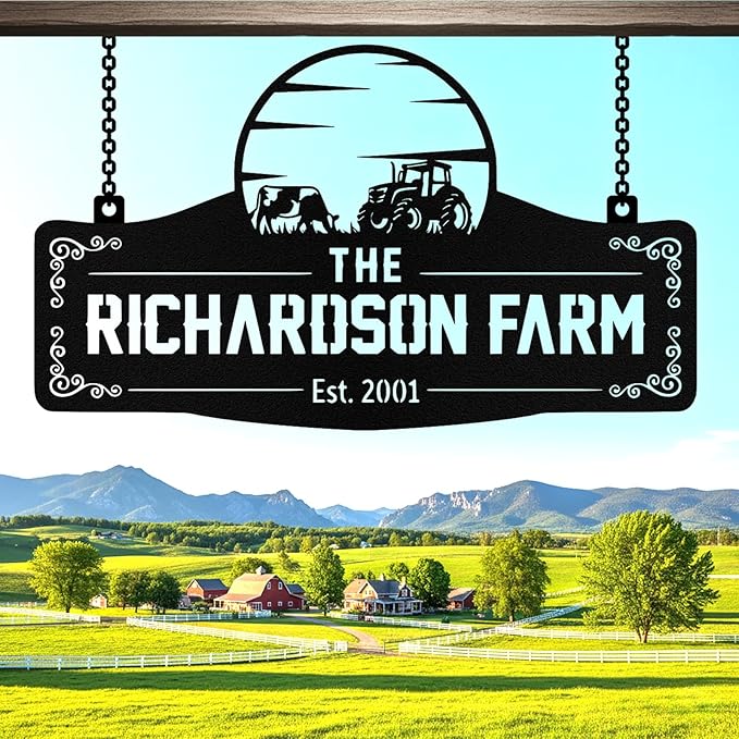 Personalized Metal Farm Signs, Custom Ranch Sign, Customized Farm Metal Signs Outdoor, Custom Large Hanging Family Name Sign for Farms, Ranch, Barn, Farmhouse