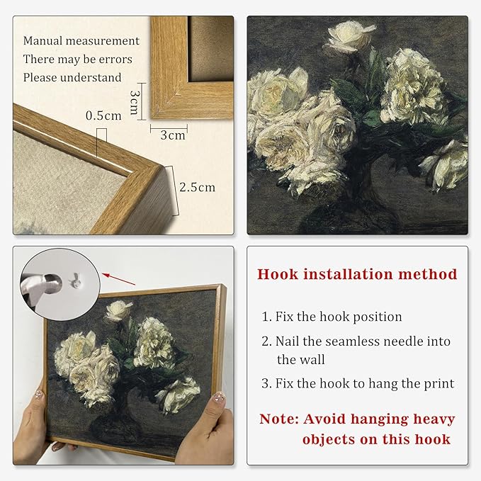 White Flower Framed Canvas Wall Art Rustic Botanical Prints Moody Artwork Dark Floral Paintings Blooming Flowers Poster Farmhouse Flower Pictures White Floral in Vase Wall Art 8x10inch Framed